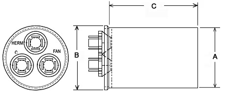 CAPACITOR - 70/5/370 DUAL ROUND