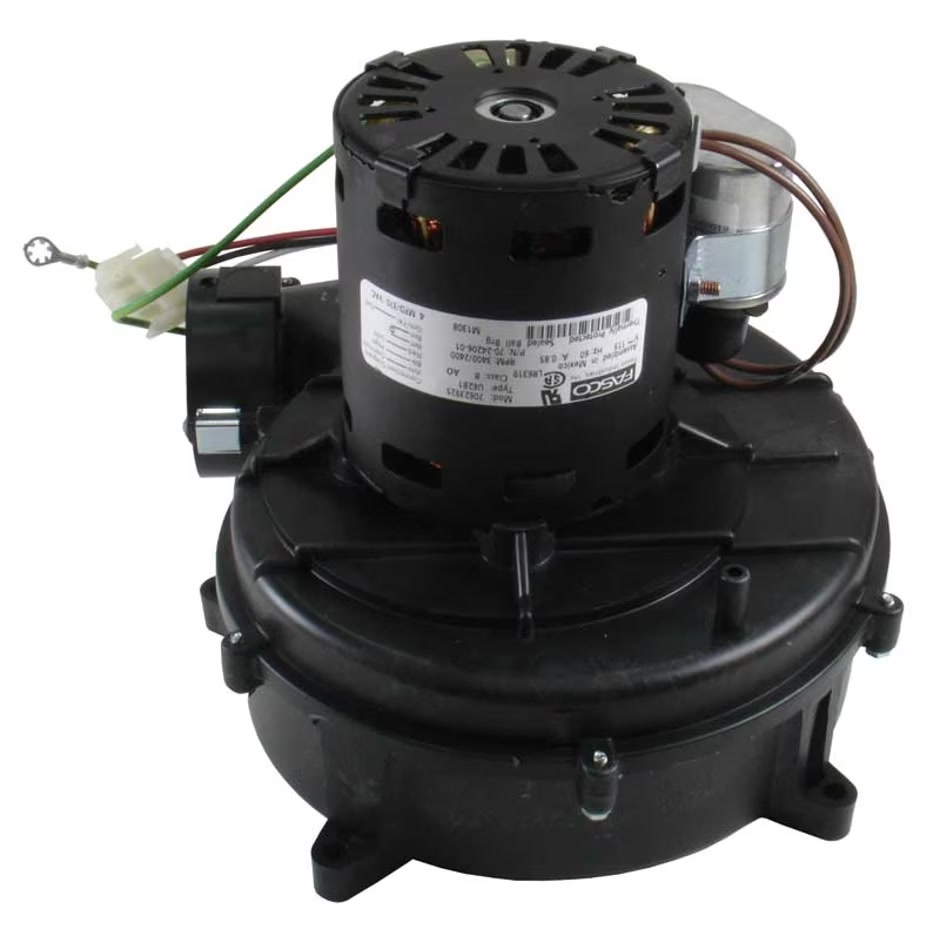 INDUCED DRAFT BLOWER W/GASKET - 2 STAGE - RIGHT SIDE DISCHARGE - 120V - POLYMERIC